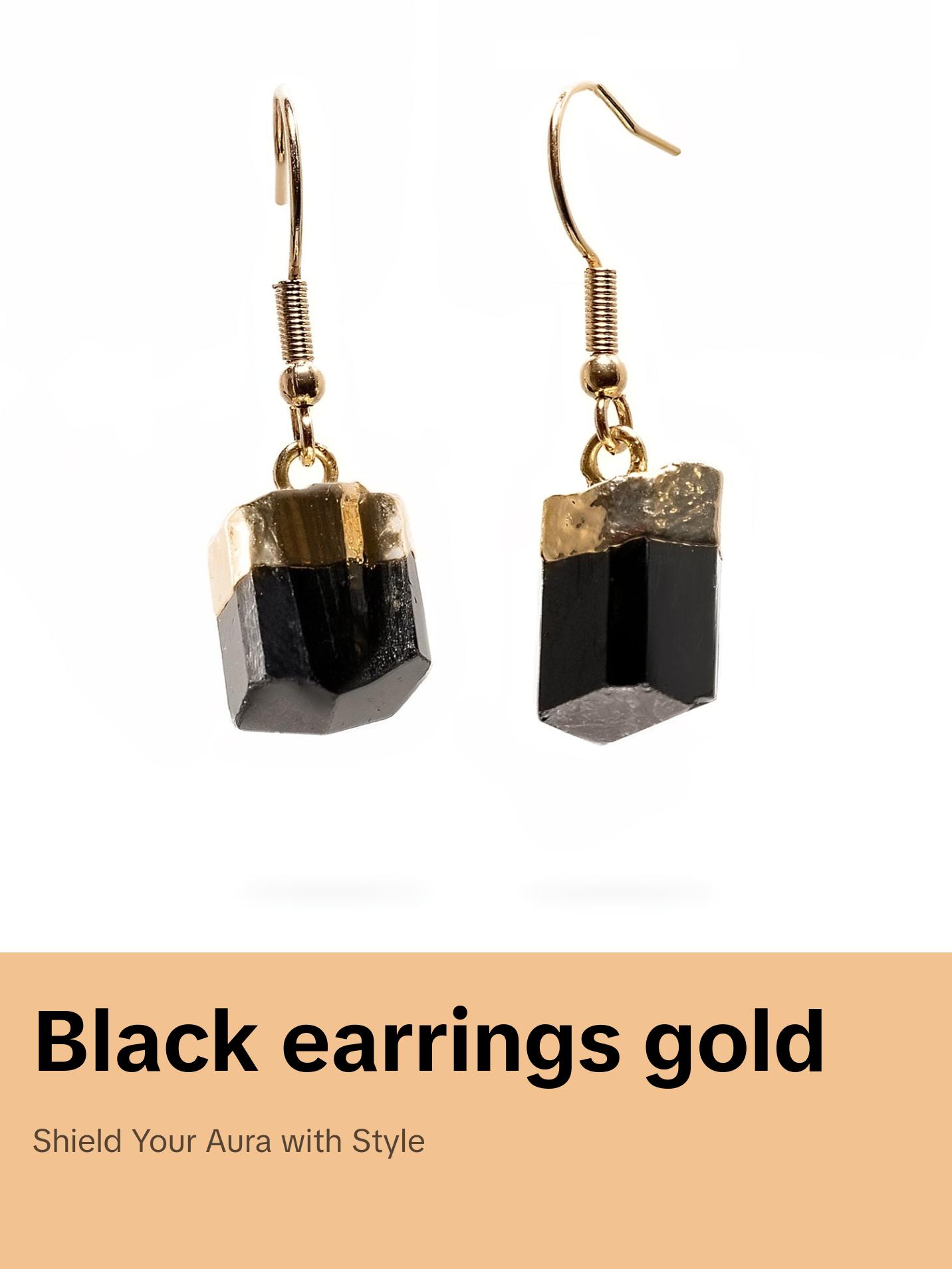 AYANA Black Tourmaline Earrings for Protection, Grounding & Energy Shielding – Root Chakra Crystal Jewelry, Ideal for Capricorn & Scorpio Strength