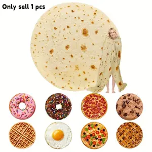 Food-Themed Flannel Throw Blanket, Cozy Throw Blanket, Realistic Donut Pizza Tortilla Pattern, Soft Comfortable Nap Blanket, Perfect Gift for Food Lovers