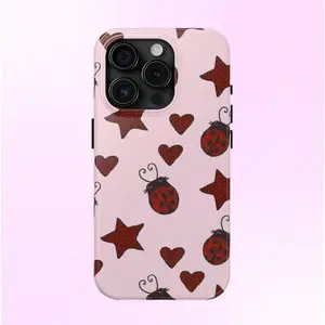 Red Ladybug Stars Hearts Phone Case Y2K Cute Bug Pattern Cool Girl Gift Magnetic Case Phone - Case For iphone 17 pro case iphone 16 pro max case 15 14 13 12 11 & Samsung S25 S24 Ultra