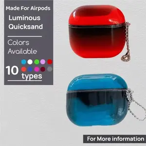 Trending Earbuds Cover for AirPods 1/2/3 — Glow-in-the-Dark Quicksand Case for AirPods 4 & Pro Series, Includes 2 Luminous Stickers