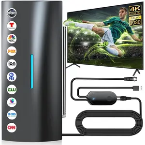 2200+ Miles Range TV Antenna Indoor, Digital Antenna for Smart TV with Amplifier, Long Range Outdoor HDTV Antenna, 360° Reception Supports 8K, 4K for Smart and Old TVs - 38ft Coax Cable