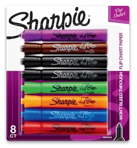 SHARPIE Flip Chart Markers, Bullet Tip, Assorted Colors, 8 Pack Back to school