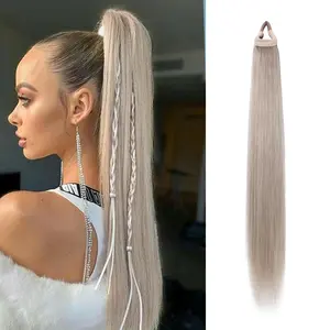 Hair Extension Claw Ponytail Long Straight Ponytail Exension 28 inch Versatile Elastic Band  Ponytail in Hair Extensions For Women Fluffy Natural Looking Synthetic Hairpiece for Daily Use Easy To go
