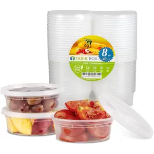 [8oz-40 Sets Plastic Containers with Airtight Lids, Food Storage Containers, Deli, Slime, Soup, Meal Prep Containers | BPA Free | Stackable | Leakproof | Microwave/Dishwasher/Freezer Safe