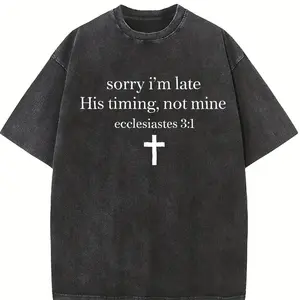 Comfort Colors® Sorry I’m Late His Timing Not Mine Shirt, Ecclesiastes 3:1 Tee, Christian Bible Verse Faith Shirt, Minimalist Christian Gift