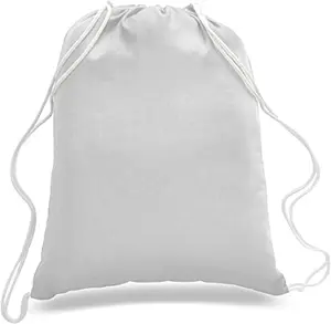 6-Pack Cotton Canvas Drawstring Backpacks: Blank, Plain, Reusable Cloth, 14" W x 18" HGift.