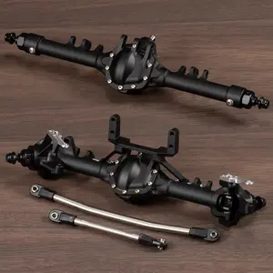 Machined Aluminum Straight Axle Set with SOA Servo Mount Black Silver Anodized for Axial SCX10 II VS4-10 1/10 RC Rock Crawler One Piece CNC Machined Housing High Quality Aluminum Servo-on-Axle Mount