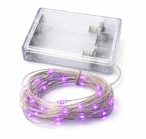 Perfect Holiday Fairy String Lights Twinkling Ambient Lighting Battery Operated 30 LED Microdot Copper Wire 10FT - Purple