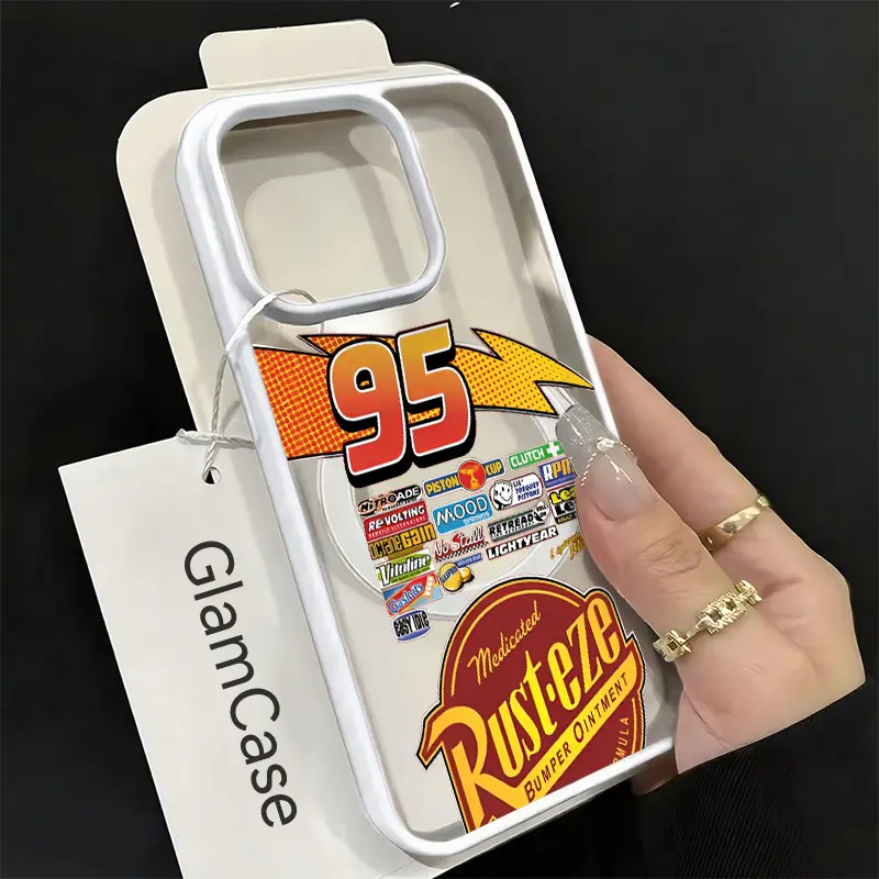 Racing Number 95 Retro Car Decal Acrylic Magnetic Cellphone Case - Shockproof Protection Cover for iPhone 17,16,15,14,13,12,11 Plus Pro Max - Fun Gift for Smartphone Users