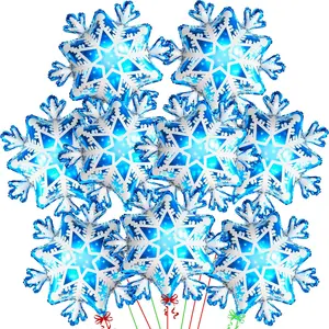 Winter Theme Snowflakes Balloons Set - Huge, Pack Of 9 | Winter Balloons For Winter Themed Party Decorations | Snow Balloons For Snowflakes Party Decorations | Christmas Party Decorations