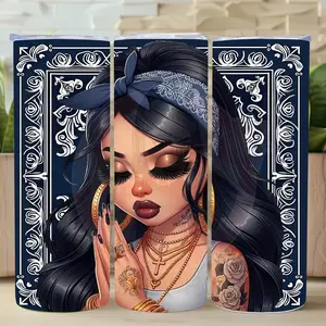 La Chicana - 20 oz Stainless Steel with Double-Wall Insulation,or 16 oz glass, Straw