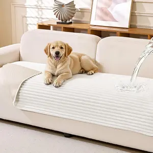 Cream Non Slip Couch Covers for 3 Cushion Sofa Pet Friendly, 100% Waterproof Sofa Cover Washable, Soft Couch Blanket Cover Furniture Protector for Dogs, Couch Cushion Covers, 35" x 82.7"