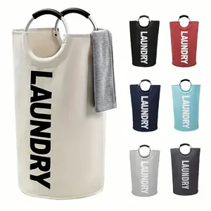 1pc Extra Large Canvas Laundry Basket with Soft Handles, Foldable Hamper for Bathroom, Balcony & Dormitory Multi-Use Storage, High-Capacity Clothes Drying and Dirty Laundry Organizer, Weaving Clothes Organizer, Laundry Bag