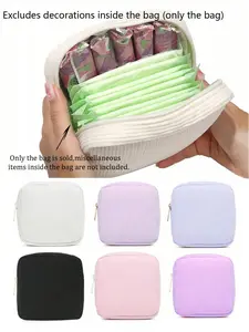 Portable Sanitary Napkin Storage Bag, Cute Bow Design, Suitable for Coins and Lipstick, Grid Pattern, Multiple Colors Available, Storage Pouch