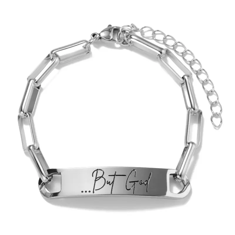 ...But God Bracelet - Silver Color, Elegant Design, Includes Clasp and Chain, Inspirational Message, Stainless Steel, Unisex, Adjustable Chain, 14k Gold-Plated Finish, Durable & Stylish Materials