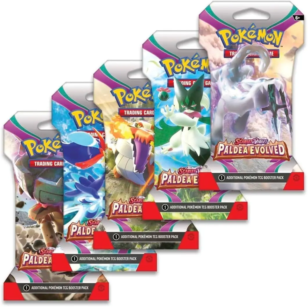 Pokemon TCG: Scarlet & Violet-Paldea Evolved Non-Sports Trading Card Collectibles Accessory - 8 Sleeved Booster Packs