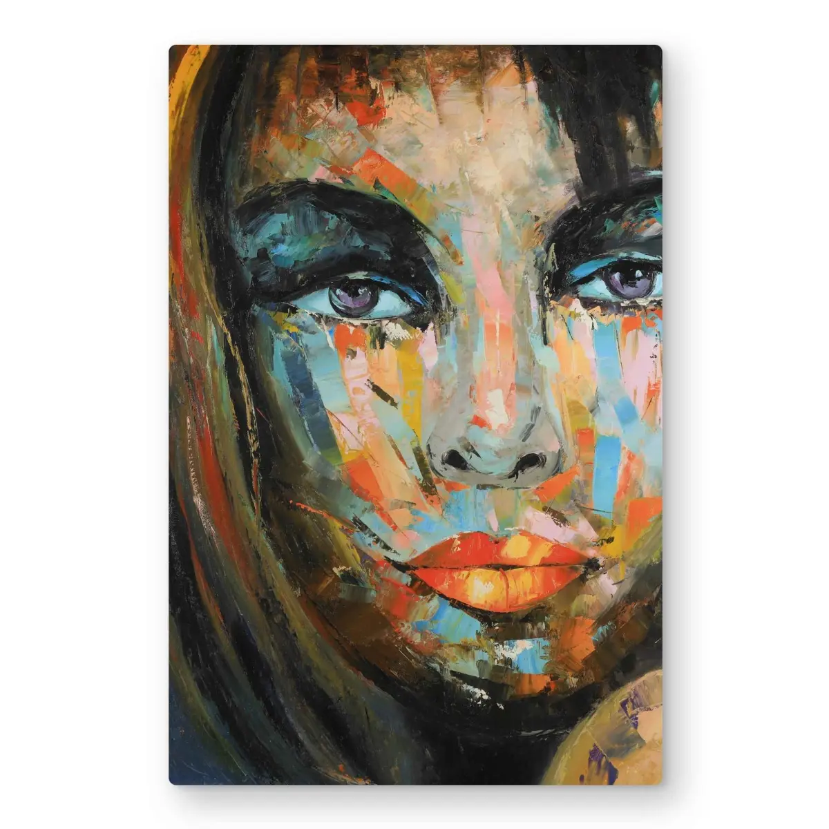 Begin Home Decor C1MP2030GHTMX3 20 x 30 in. Colorful Woman Portrait - Brown Figurative Metal Print Wall Art