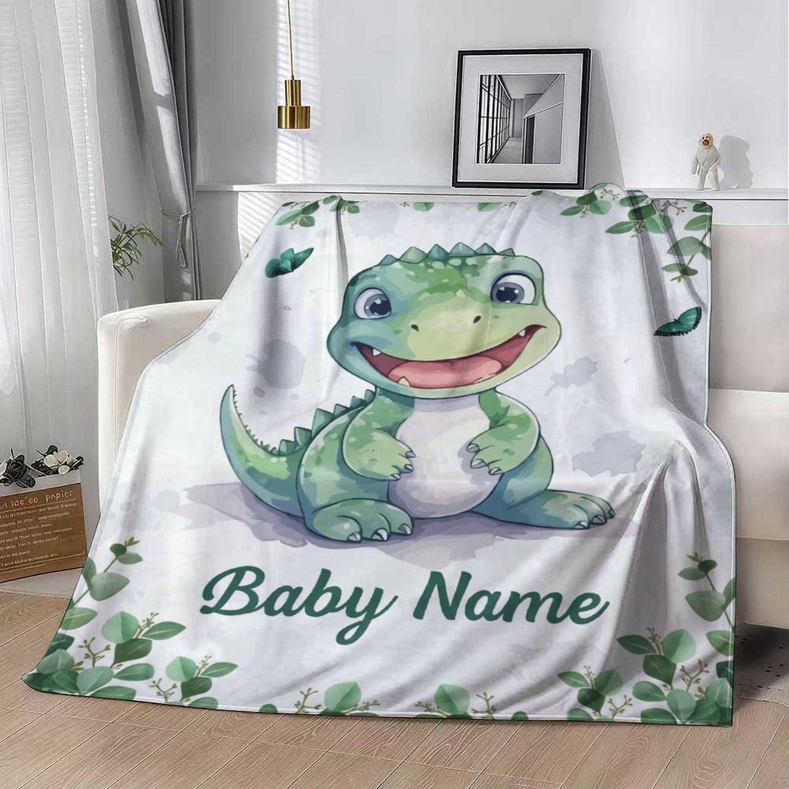 Custom Name Small Dinosaur Blanket ,Personalized Name Gift ,Suit for The Sofa, Bed, Travel, Camping, Living Room, Office, Chair，Gifts for Family or Child  ,Friend , Send your custom text via shop chat to personalize