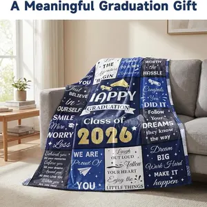 Beautiful Graduation Gift for Her, Class of 2026 Graduation Blanket, Inspirational Blanket, University Master Degree Phd High School Graduation Gifts for Women Girls