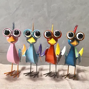 1 Modern Bird Statue - Indoor/Outdoor Decoration  - Durable Iron Structure for Home, Office, Garden, Tabletop - Perfect Gift for Bird Lovers - Ornamental Bird Sculpture with Colorful Beak and Tail - Fun and Colorful Animal Art for Living Room or Yard