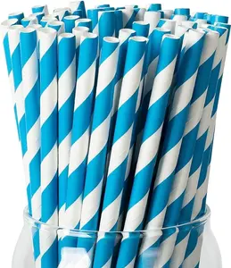 100 Paper Straws Disposable 7.75" x0.24" Biodegradable Paper Drinking Straws for Cocktail, Milkshake, Coffee, Lemonade (0.24" x 7.75", )