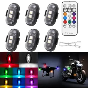 6Pcs Remote Control Multifunctional Car LED Ambient Footwell Light Strobe for SUVs Pickups Automotive Motorcycle Bike Truck Aircraft Airplane,Waterproof Flash Decoration Wireless USB Rechargeable RGB Decorative Warning Lights,Interior Exterior Light Decor