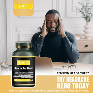 BNH Headache Hero - Natural Capsules for Headache Relief,Helps Prevent Future Migraines - Not for Immediate Relief - Improves Oxygen to Brain - 14 Natural Ingredients - Tension in Shoulders & Scalp - 150 Count