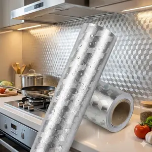 Self-Adhesive Kitchen Oil Splashback Sticker, Heat Resistant Waterproof Drawer Liner for Countertops Cabinets, Textured Design Easy Peel No Residue, Kitchen Upgrade Essential for Modern Homes.