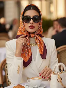 Boho Style Paisley Print 90x90cm Chiffon Scarf, Summer Sun Protection, Casual Retro Elegant Bandana for Men and Women, Accessory Headwear