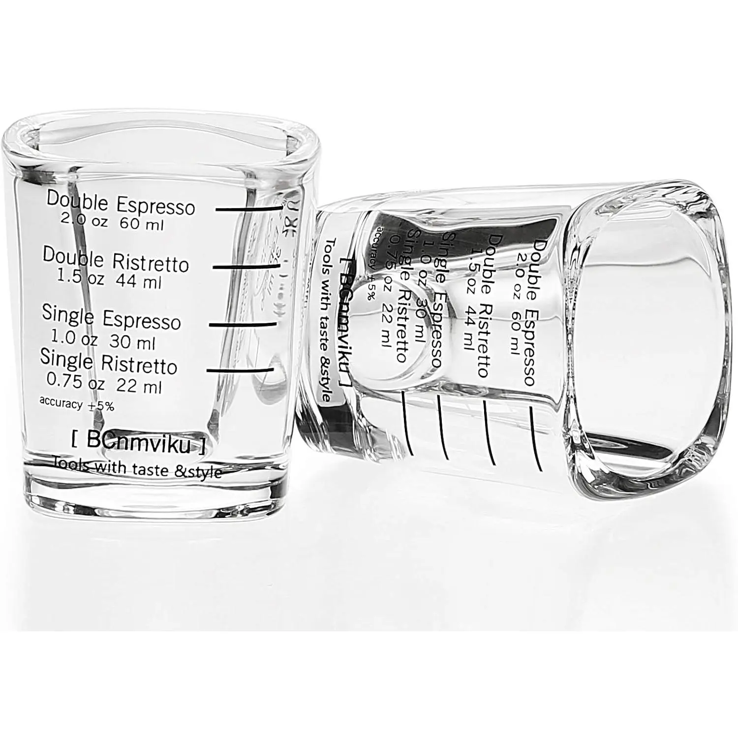 2-Pack Heavy Glass Measuring Cups with Measurement Lines, 2oz Single Shot Size for Barista Use, Ideal for Ristrettos (Home & Festive Party Supplies), Glass Cup