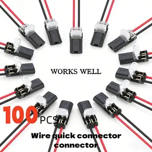 LED Strip Light Connector 100Pcs Double Wire Plug-in with Secure Locking Buckle, Quick Splice Snap-On Fasteners, No Solder Wire Connector Blocks for Low Voltage Cabinet TV Backlight DIY Model Hobby Decor