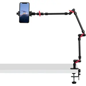 Magic Arm with Clamp, Long Articulating Arm Camera Mount, Adjustable Phone Mount Holder 360? Rotation, Mic Arm for Microphone, LED Lights, for Phone, Tripod, Desk, Table