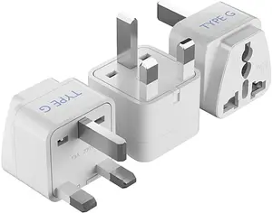 Ceptics UK, Hong Kong, Ireland, UAE Travel Plug Adapter (Type G) - 3 Pack [Grounded & Universal] (GP-7-3PK), White, Standard Paul Zeng Universal Supplies-LLC
