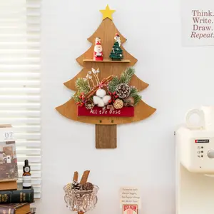 Creative Christmas Tree Wooden Wall Decorative Rack, Blind Box Figurine Display Rack, Hanging Decorative Sign, Wall Art Decor, for Living Rooms, Bedrooms, Shops, Windows, Porches, Front Door Decor, Indoor/Outdoor Decor, New Year Decorative Gifts