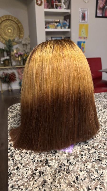 3 tone human hair bob wig 10 inches.