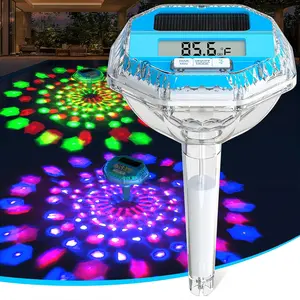 Solar digital pool thermometer floating easy read large lcd screen pool thermometer with light show ip68 waterproof water temperature for hot tubspa