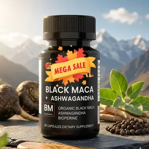 30X Strength Organic Black Maca Root Capsules – 30,000mg with Ashwagandha, Gelatinized, Non-GMO, 100% Pure Maca Peruana – 60 Count