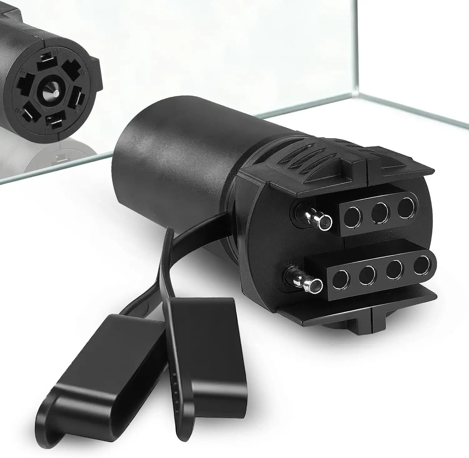 7 to 4 and 5 Pin Flat Trailer Plug Adapter, 2-in-1 Design | Weatherproof 7 to 4 and 5 Way Trailer Connector, Upgraded Trailer Light Adapter for RV Truck Utility Tow Hitch Boat