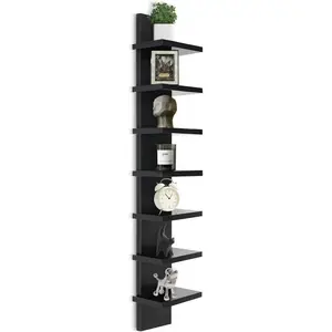 Homaterial 5 Tier Shelvesl, Vertical Column Wall Decor Mount Floating Shelves for Bedrooms, Living Rooms, Finish Wall Shelf, Black