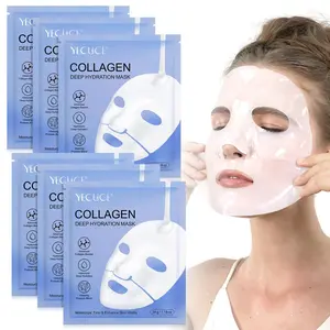 YECUCE Collagen Face Mask 6p, Deep Hydrating Mask, Rich in Nano Collagen and Hyaluronic Acid, Moisturizing and Skin Tightening Treatment, Probiotics and Rose Extracts for Radiant Skin