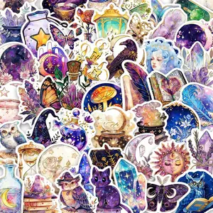 60pcs Witchy Magic Stickers Pack, Waterproof Mystical Celestial Crystal & Potion Witchcraft Decals for Laptop, Water Bottle, Journal & Scrapbook, Witch Lover Gift