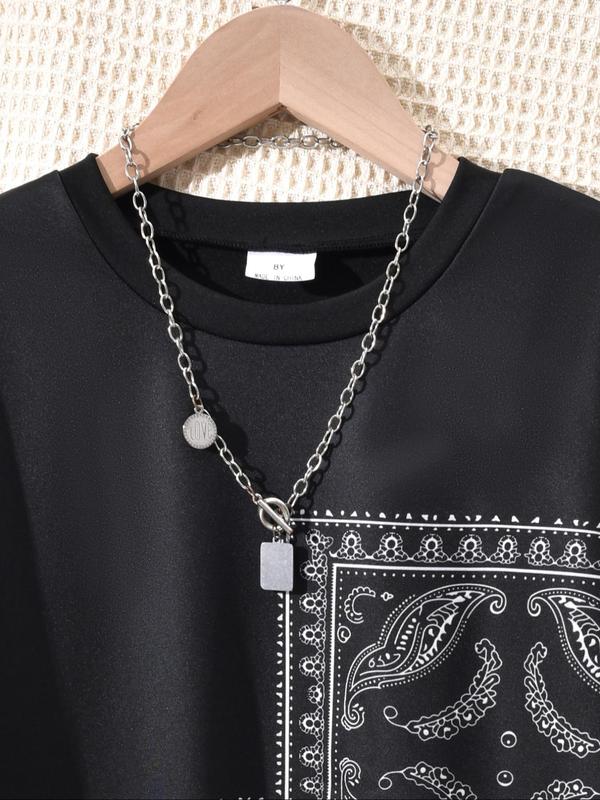 Two-piece Set Boy's Patchwork Print Short Sleeve Top & Shorts, Casual Fashion Round Neck Top & Shorts for Daily Wear, Kids Summer Clothes