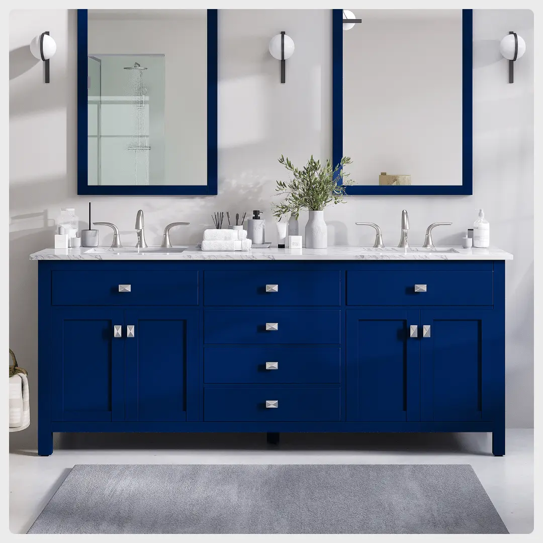 Artemis 72 in. Blue Double Sink  Bath Vanity with Engineered Top and Undermount Porcelain Sinks