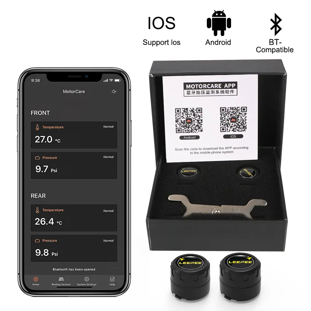 Motorcycle Bluetooth-compatible Tire Pressure Monitor, Real-Time Tire Pressure Monitoring, Essential Safety Device for Motorcycles, Easy Installation, Automotive
