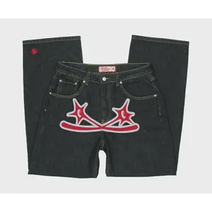 Men’s Hip Hop Gothic Street Rock Jeans — Harajuku casual black denim, Y2K pants/jeans, streetwear for autumn/winter 2025