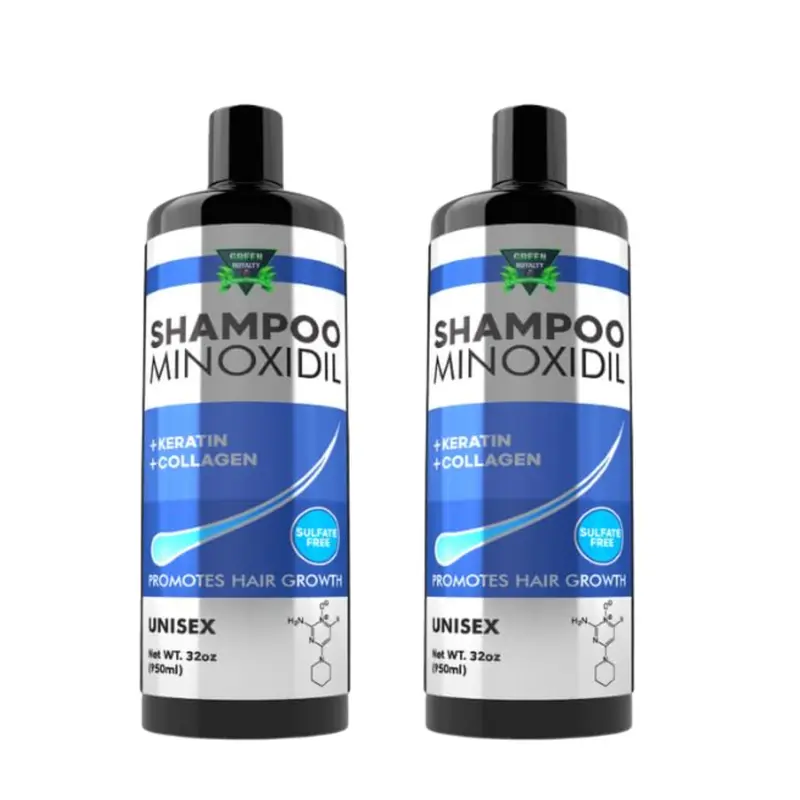Green Royalty Liquid Minoxidil Growth Boosting Shampoo (2-Pack Multi-Pack, 32oz) - Sulfate-Free, Non-Toxic, Keratin Nourishing Shampoo for Any Hair Type, Youthful Haircare Support, Keeps Backups Ready at Home