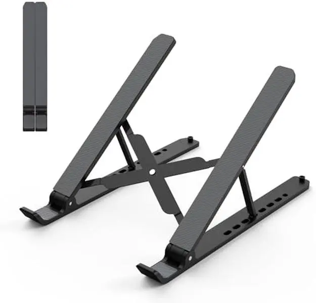 Laptop Stand for Desk, Adjustable Laptop Riser, Black | ABS+Silicone Foldable Portable Notebook Holder, Ventilated Cooling Notebook Mount Computer Stand for 10-15.6” Laptops,Tablets