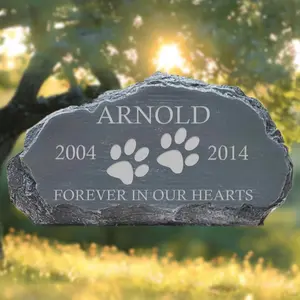 Custom Pet Memorial Stone | Engraved Garden Paw Print Plaque 7855