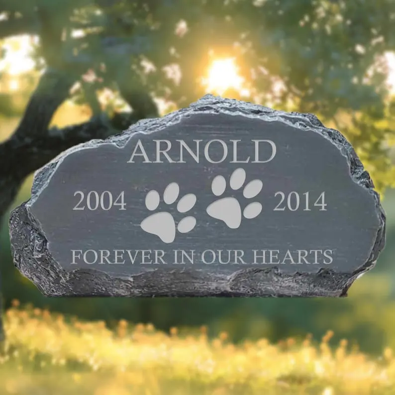 Custom Pet Memorial Stone | Engraved Garden Paw Print Plaque 7855