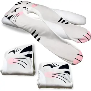 Pillowcase Only – Original Body Pillow Cover, Cat,-Soft Plush Fleece,-Sided, Breathable & Skin-Friendly, Washable, Zipper Closure